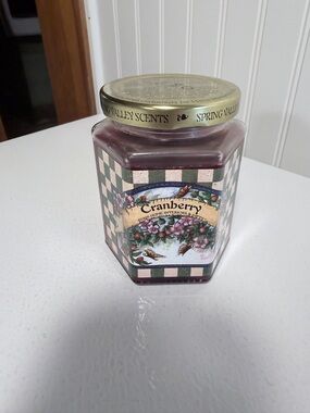 Cranberry Scented Candle Jar with Gold Lid Home and Interior